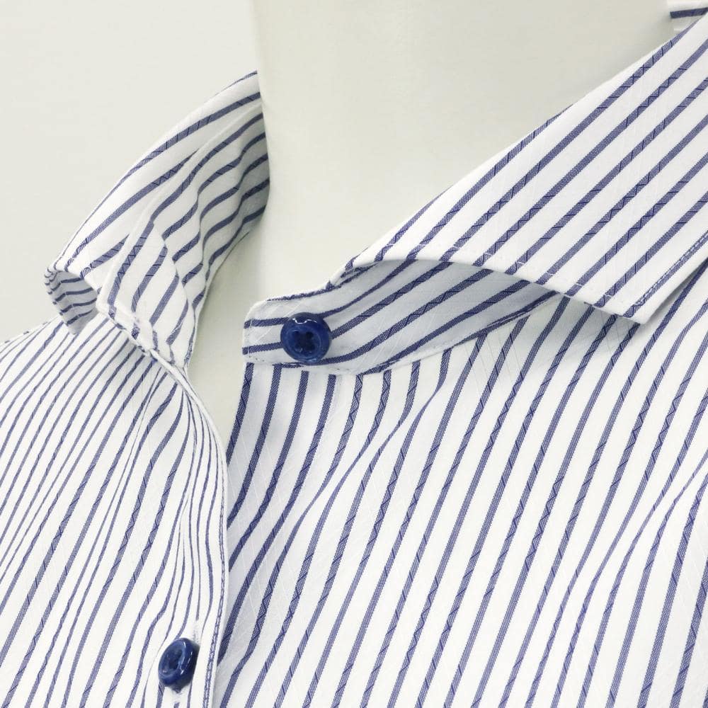 【超形態安定】 ホリゾンタルワイド 七分袖 形態安定 レディースシャツ 綿100%