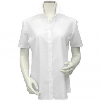 スキッパー 半袖 形態安定 レディースシャツ 綿100%