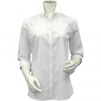 【超形態安定】 スキッパー 七分袖 形態安定 レディースシャツ 綿100%