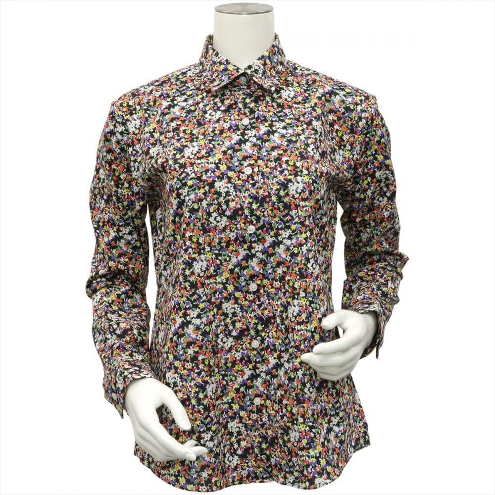レギュラー 長袖 形態安定 レディースシャツ 綿100%