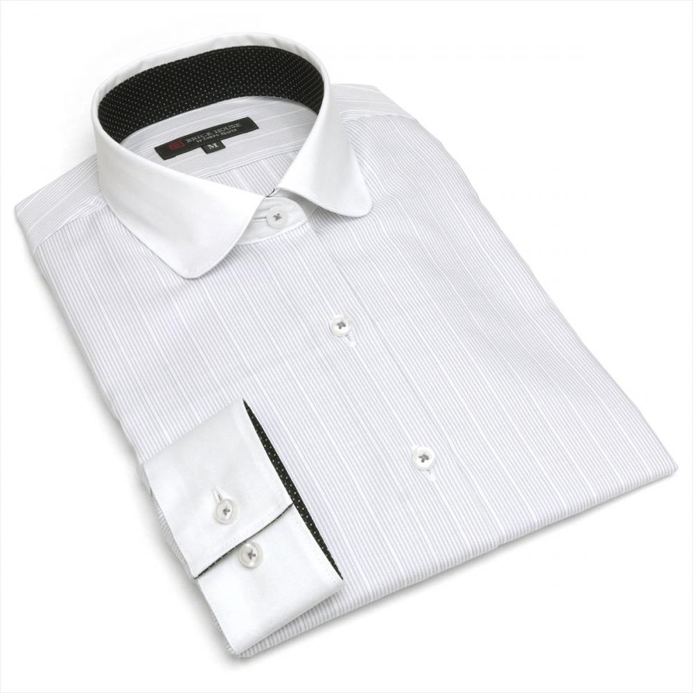 ラウンド 長袖 形態安定 レディースシャツ 綿100%