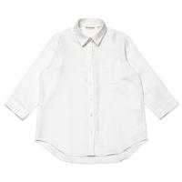 レディースシャツ カジュアル 七分袖 形態安定 やわらかガーゼ レギュラー衿 綿100% 白×チェック織柄