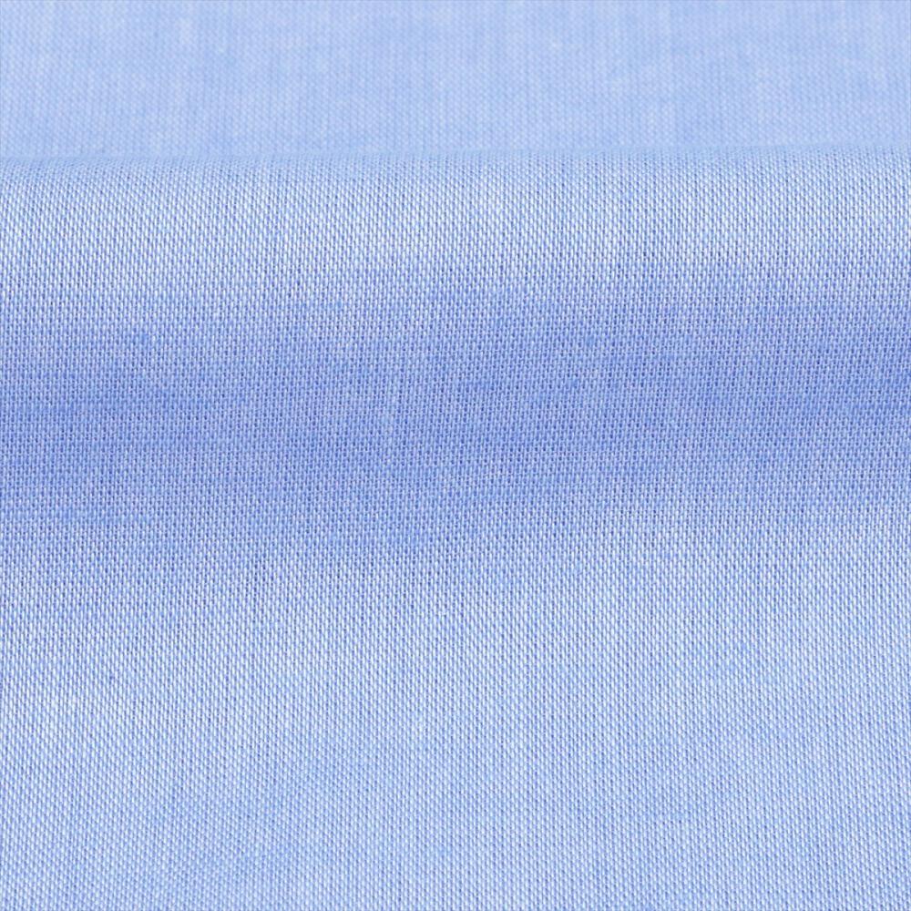 カジュアルシャツ ラウンドテール 長袖 形態安定 ブルー系 レディース