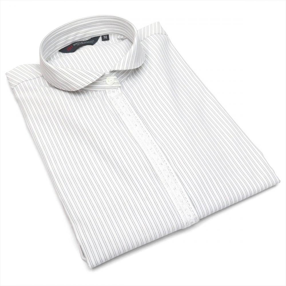 【デザイン】 ラウンド 長袖 形態安定 レディースシャツ