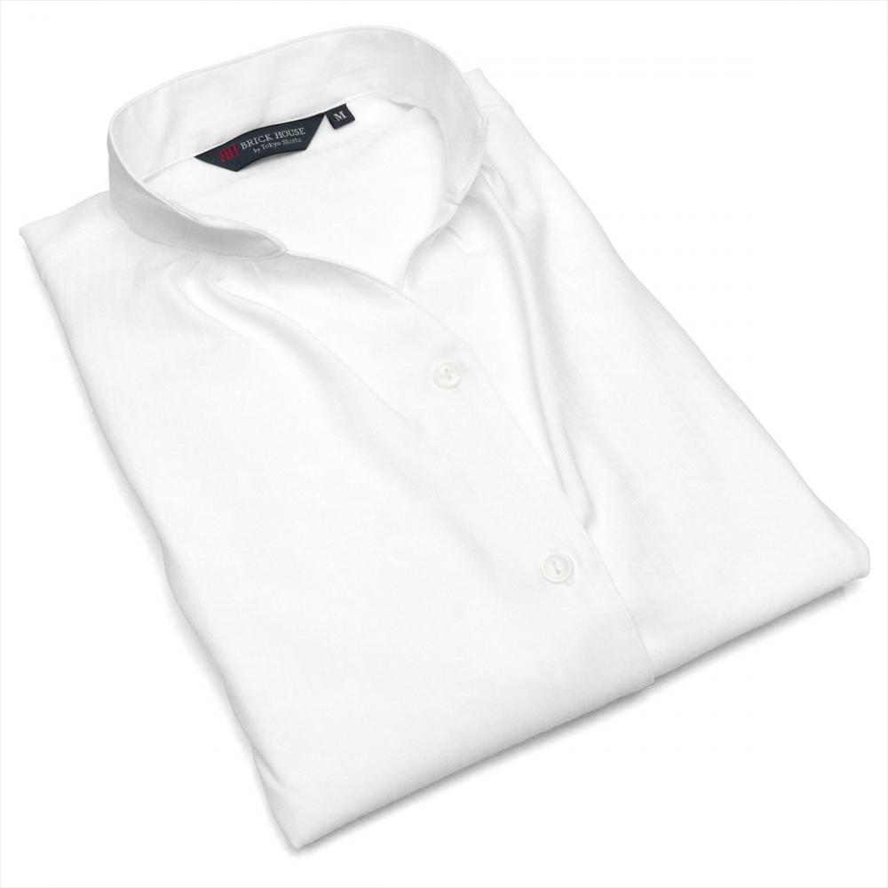 【デザイン】 スキッパーバンドカラー 長袖 形態安定 レディースシャツ
