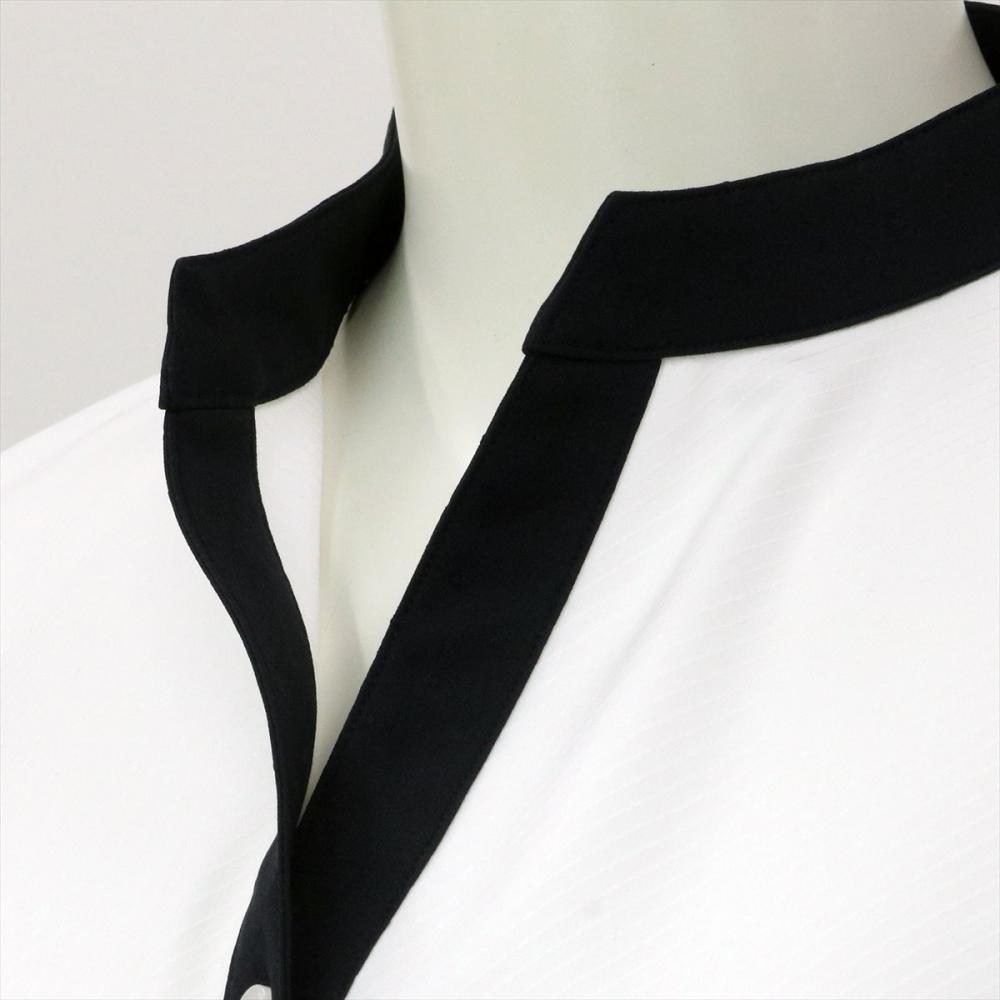 【デザイン】 COFREX 配色スキッパー衿 半袖 レディースシャツ
