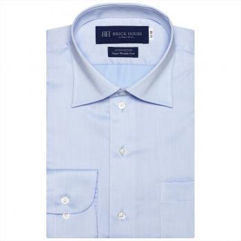 【SUPIMA】 ワイド 長袖 形態安定 ワイシャツ 綿100%