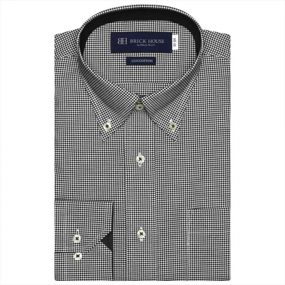 ボットーニ 長袖 形態安定 ワイシャツ 綿100%(M39-80 クロ・グレー): 東京シャツ公式通販｜ノーアイロン形態安定ビジネスワイシャツ専門店