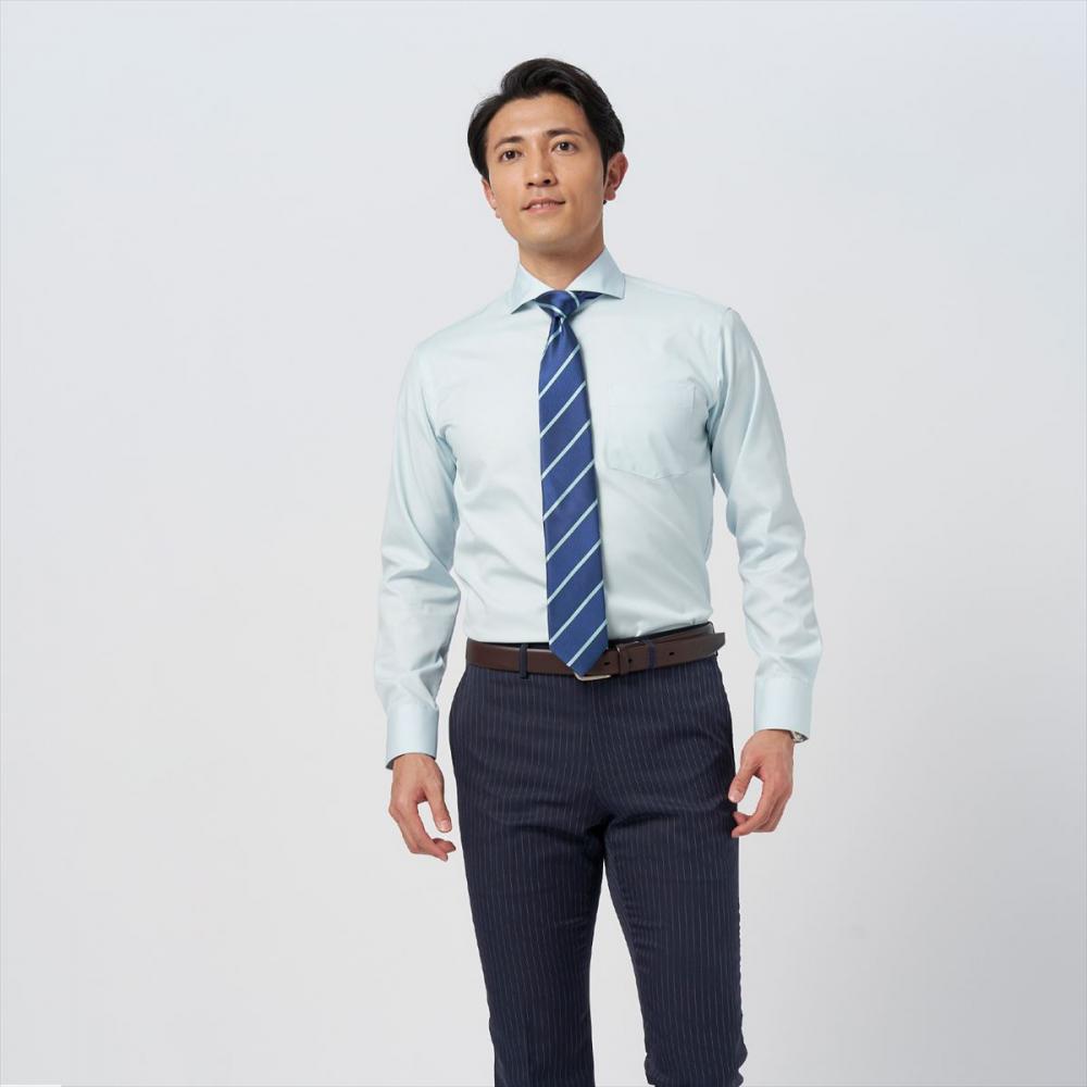 ホリゾンタルワイド 長袖 形態安定 ワイシャツ 綿100%(S37-80 ライト 