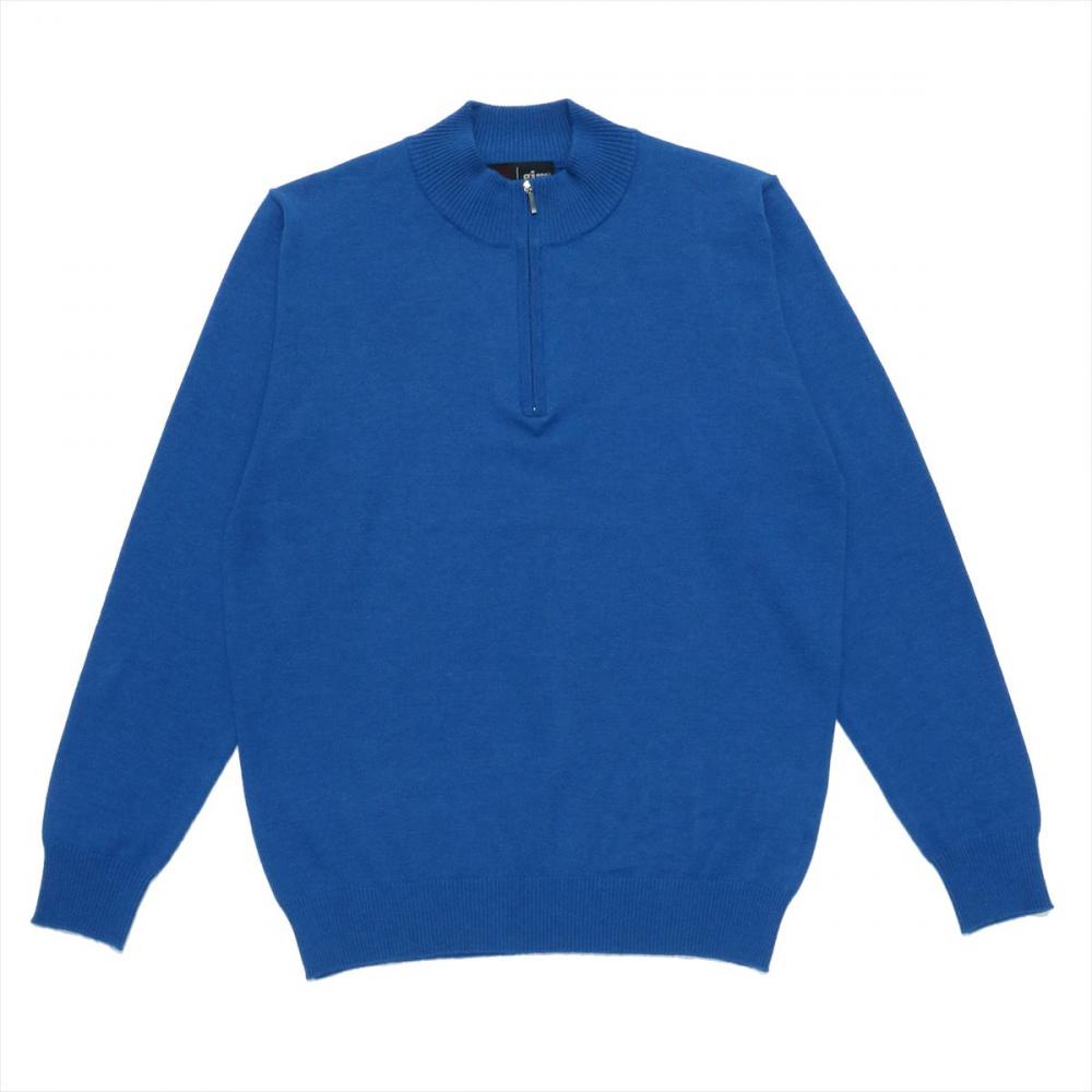 ニット ハーフジップセーター ブルー メンズ(M ブルー): 東京シャツ