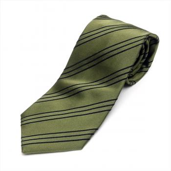 ネクタイ / ビジネス / フォーマル / 日本製ネクタイ 絹100% カーキ系 ストライプ柄