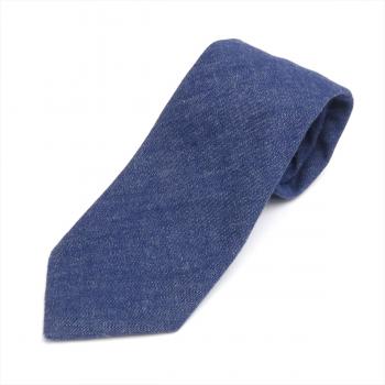 ネクタイ / ビジネス / フォーマル / 日本製ネクタイ デニム 綿100% ブルー系 無地柄 (マスク付き)