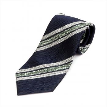 ネクタイ / ビジネス / フォーマル / 日本製ネクタイ 絹100% ネイビー系 ストライプ柄