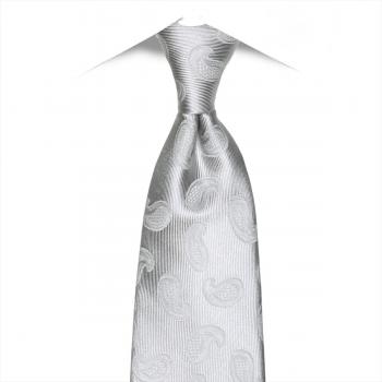 ネクタイ / ビジネス / フォーマル / 絹100% ライトグレー系 ペイズリー織柄