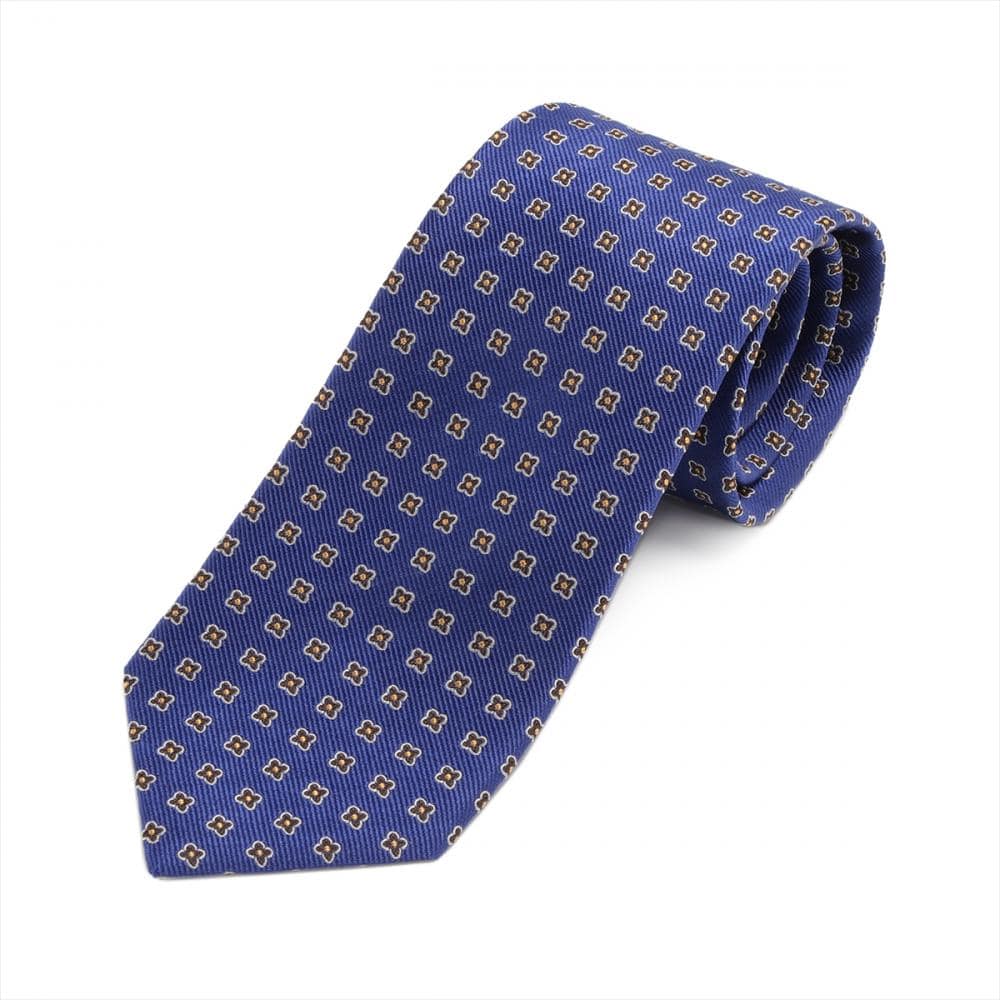 ネクタイ 絹100% クラシックニート柄 ブルー ビジネス フォーマル