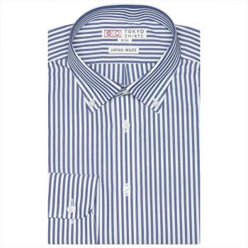 【国産しゃれシャツ】ボタンダウン 長袖 形態安定 ワイシャツ 綿100%