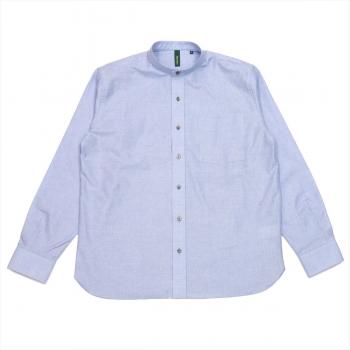 【Pitta Re:)】 スタンド ラウンドテール 長袖 形態安定 ワイシャツ 綿100%