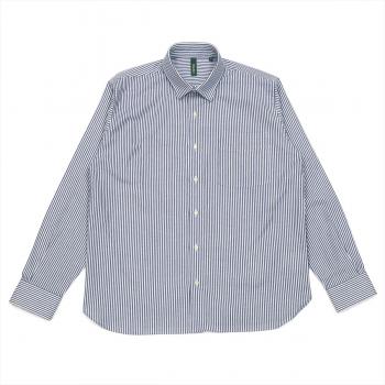 【Pitta Re:)】 ワイド ラウンドテール 長袖 形態安定 ワイシャツ 綿100%
