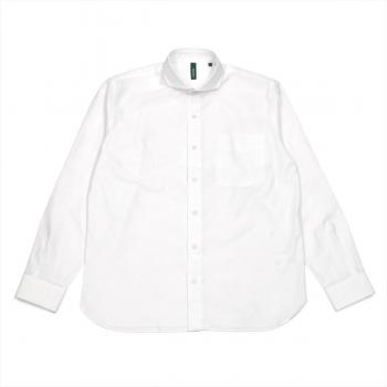 【Pitta Re:)】 ホリゾンタルワイド ラウンドテール 長袖 形態安定 ワイシャツ 綿100%