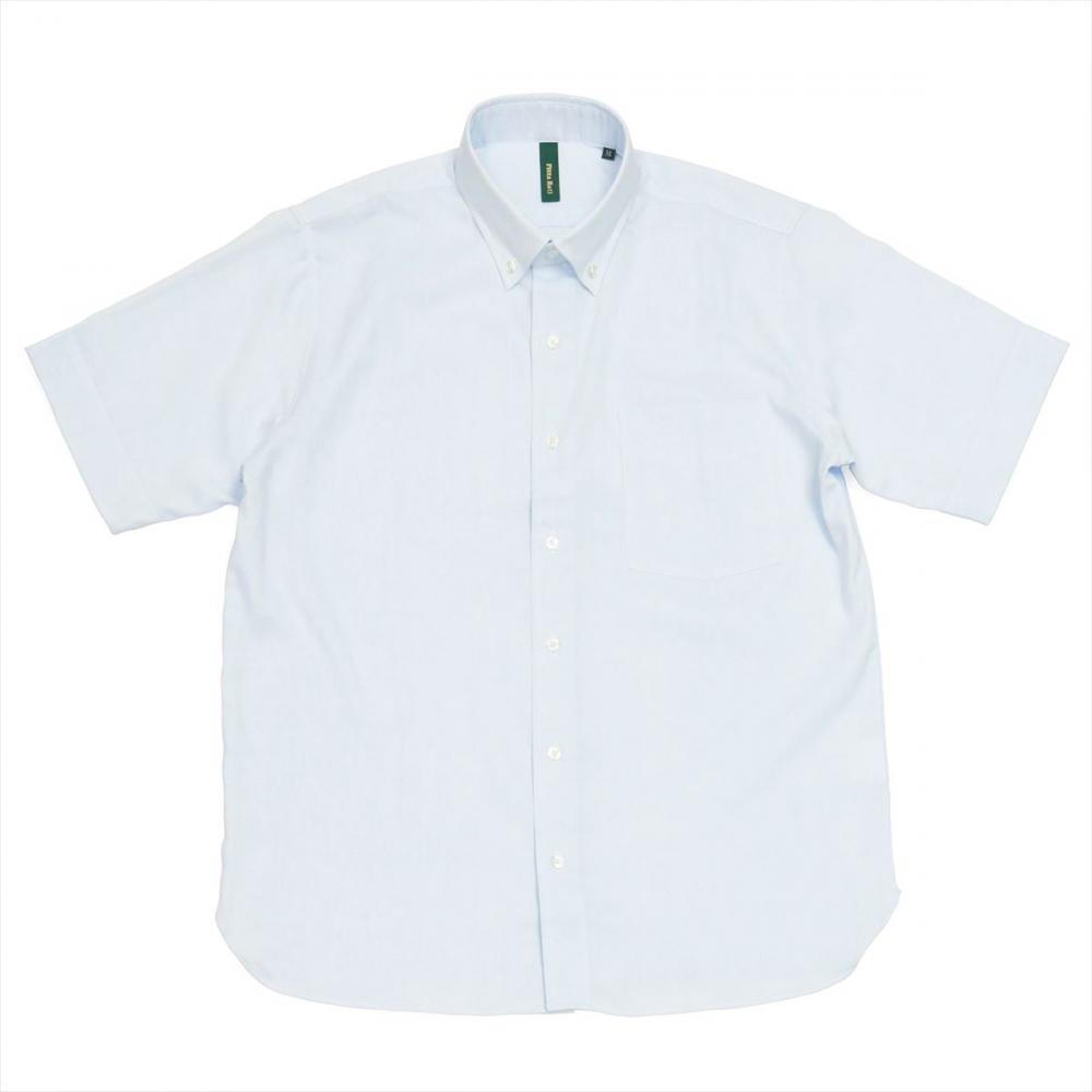 【Pitta Re:)】 ボタンダウン ラウンドテール 半袖 形態安定 ワイシャツ 綿100%