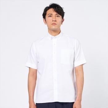 【Pitta Re:)】 ボタンダウン ラウンドテール 半袖 形態安定 ワイシャツ