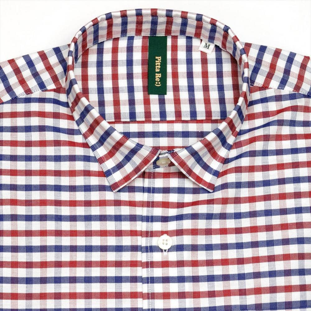 【Pitta Re:)】 ワイド ラウンドテール 半袖 形態安定 ワイシャツ 綿100%