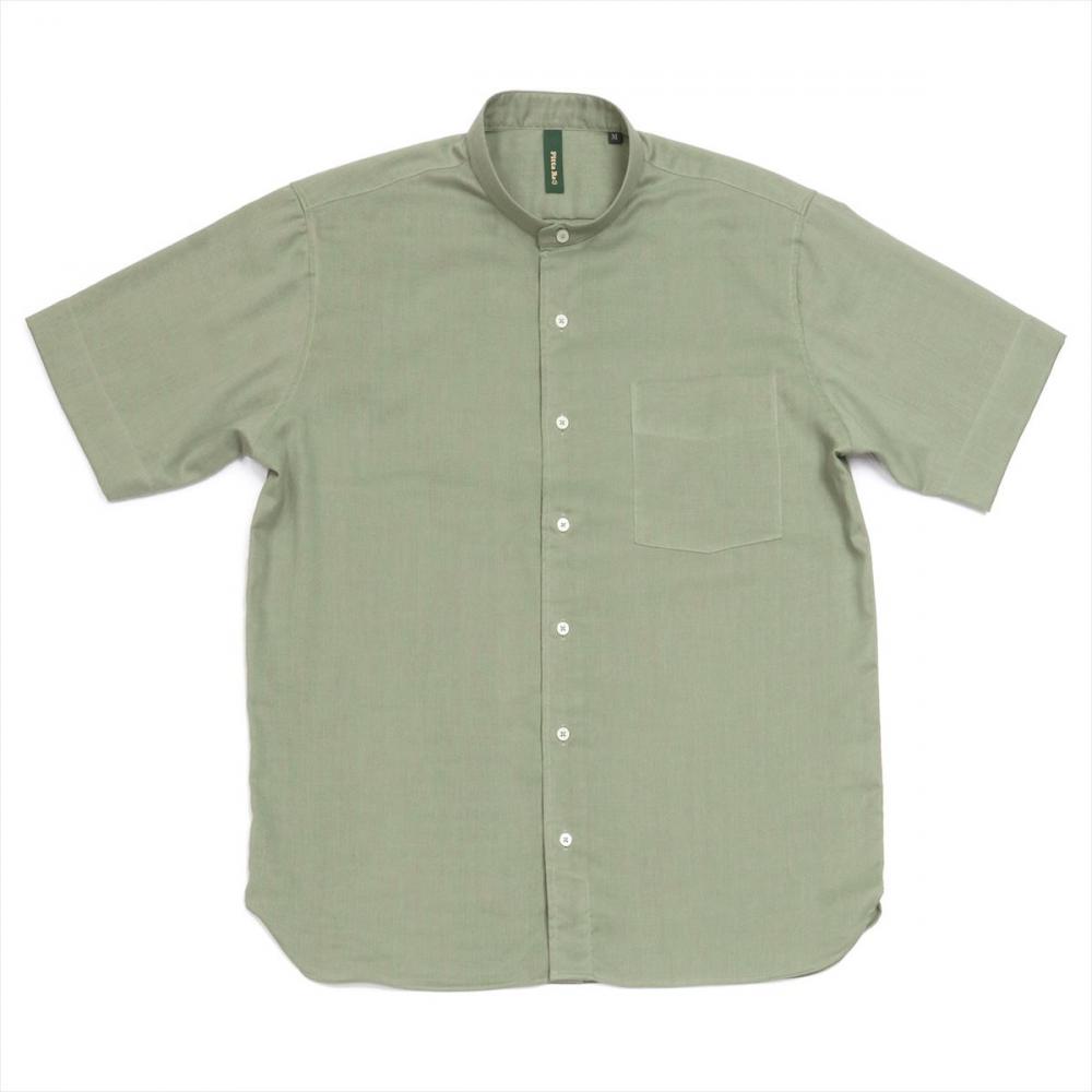 【Pitta Re:)】 スタンド ラウンドテール 半袖 形態安定 ワイシャツ 綿100%