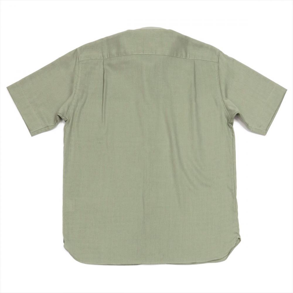 【Pitta Re:)】 スタンド ラウンドテール 半袖 形態安定 ワイシャツ 綿100%