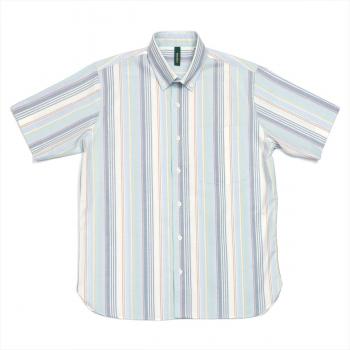 【Pitta Re:)】 ボタンダウン ラウンドテール 半袖 形態安定 綿100%ワイシャツ