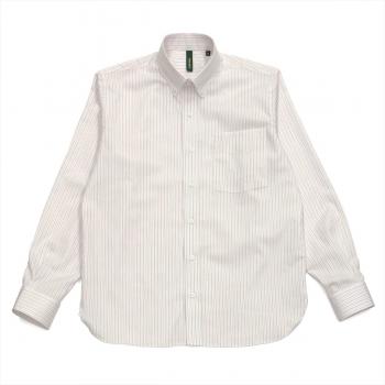 【Pitta Re:)】 ボタンダウン ラウンドテール 長袖 形態安定 ワイシャツ 綿100%