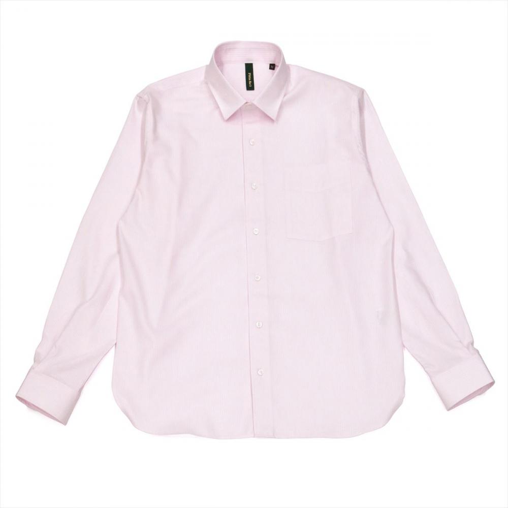 【Pitta Re:)】 ワイド ラウンドテール 長袖 形態安定 ワイシャツ 綿100%