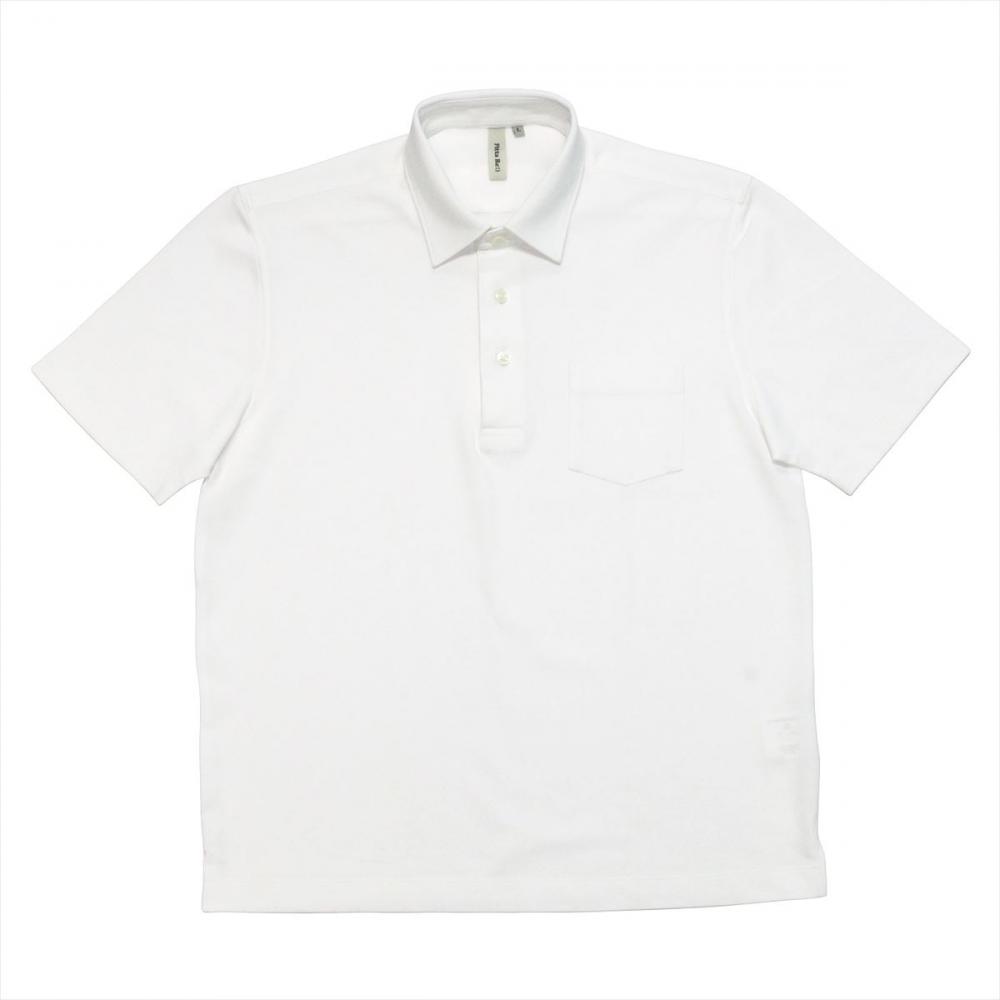 【サックス】【Pitta Re:)】形態安定 ワイドカラー 半袖 ビズポロ ビジネスポロシャツ