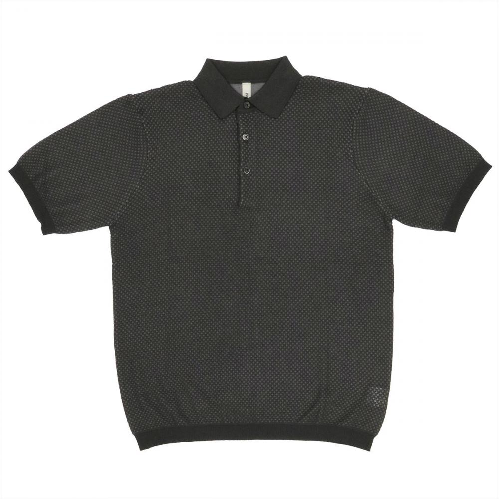 ポロシャツ ニットポロ レギュラー 半袖 メンズ(S チャコールグレー