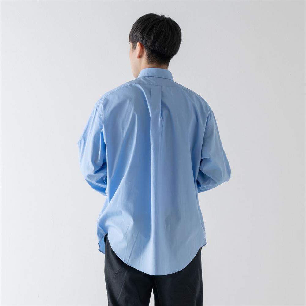 オーバーサイズブロードシャツ＜ブルー＞:モデル身長：180cm・着用サイズ：L